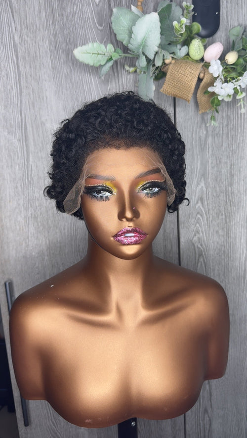 9x6 HD Glueless Frontal Lace Short Curly Human Hair Wig With 4c Hairline for Women