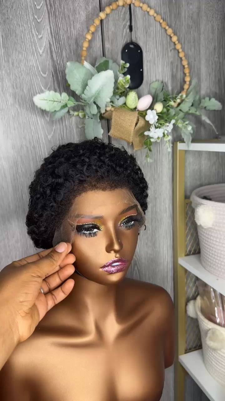 9x6 HD Glueless Frontal Lace Short Curly Human Hair Wig With 4c Hairline for Women