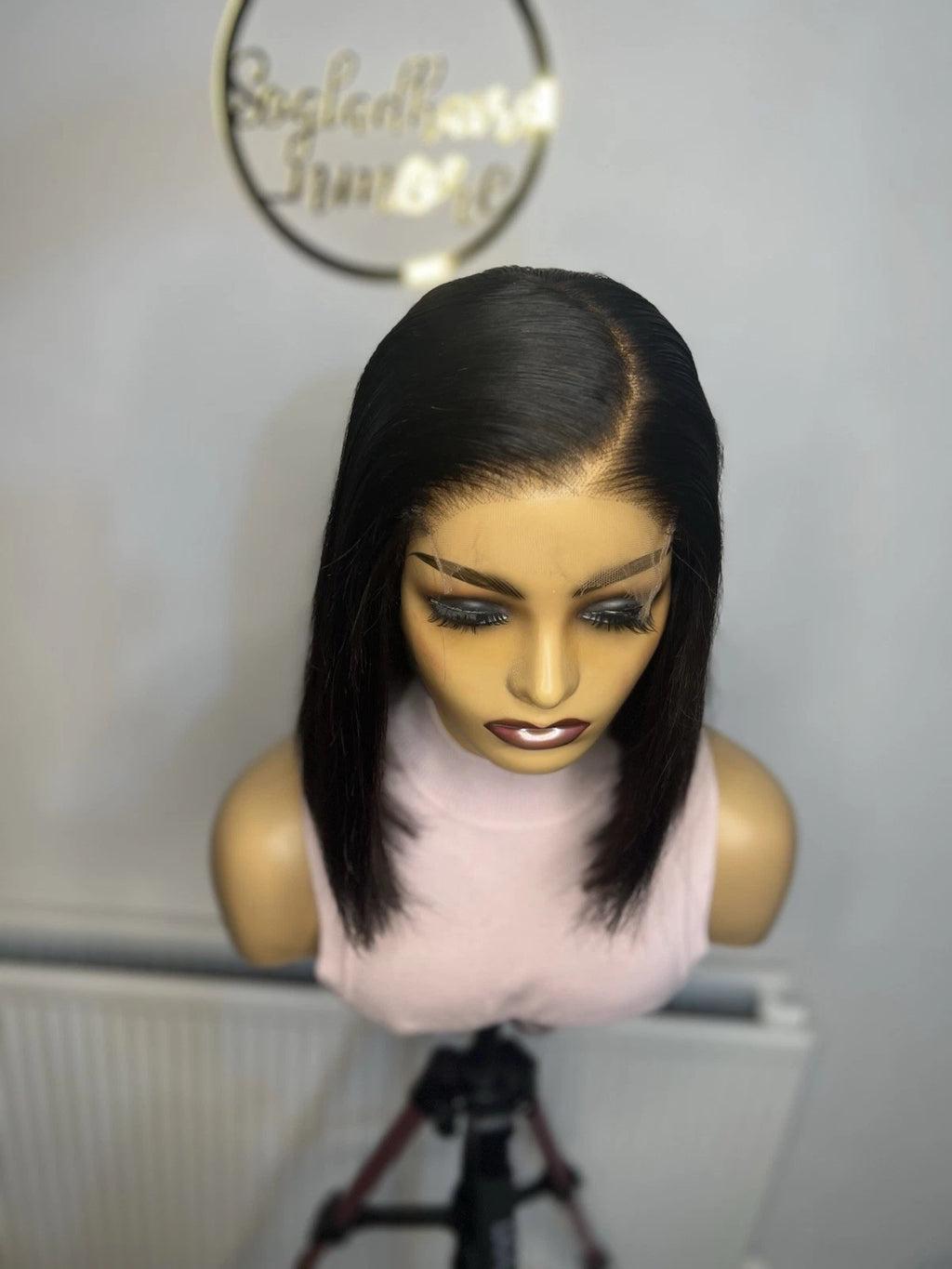 12 Inch Raw Human Hair Straight Wig With 5x5 HD Closure 200g Density