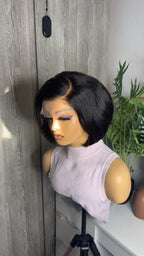 5x5 HD Lace Closure Raw Human Hair Bob Wig Prebleached Knots Glueless Wig