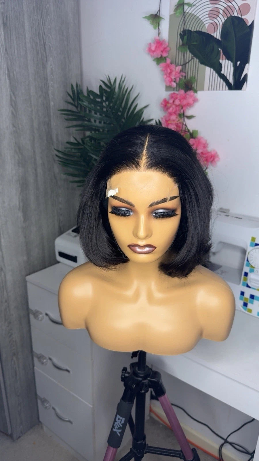 Raw Unprocessed Vietnamese bob wig Middle Part layered bob 5x5 HD lace