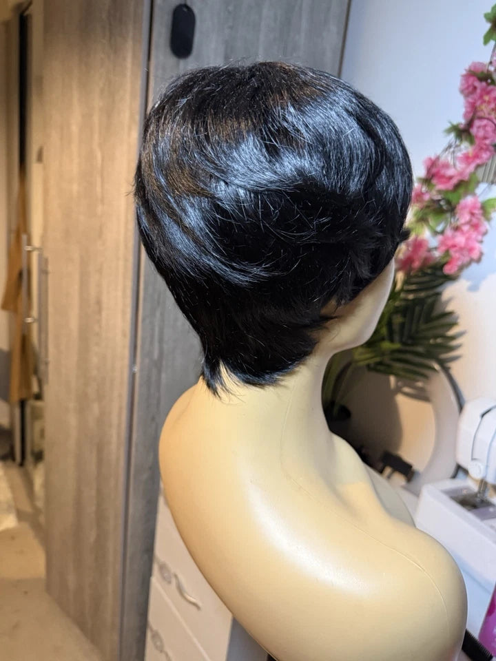 Human Hair Wig Short Pixie Cut Women Glueless