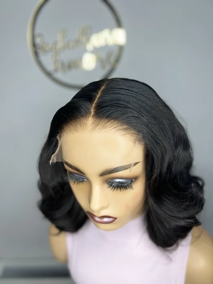 SDD Virgin Human Hair Wig With 5x5 HD Closure 12inches 200g Density