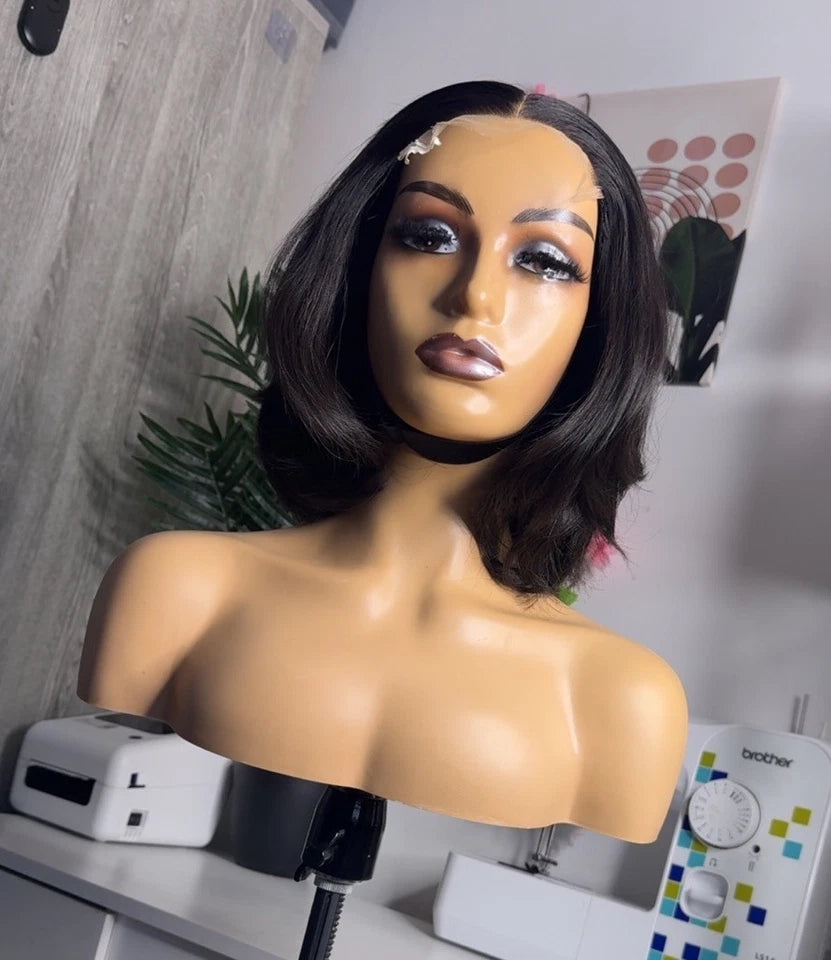 Raw Unprocessed Vietnamese bob wig Middle Part layered bob 5x5 HD lace