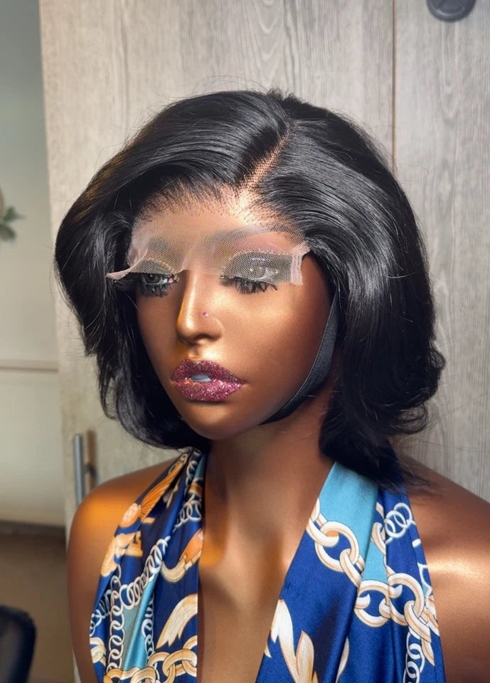 Glueless 5x5 Human Hair Wig With Drawstring Cap Short Hair For Women