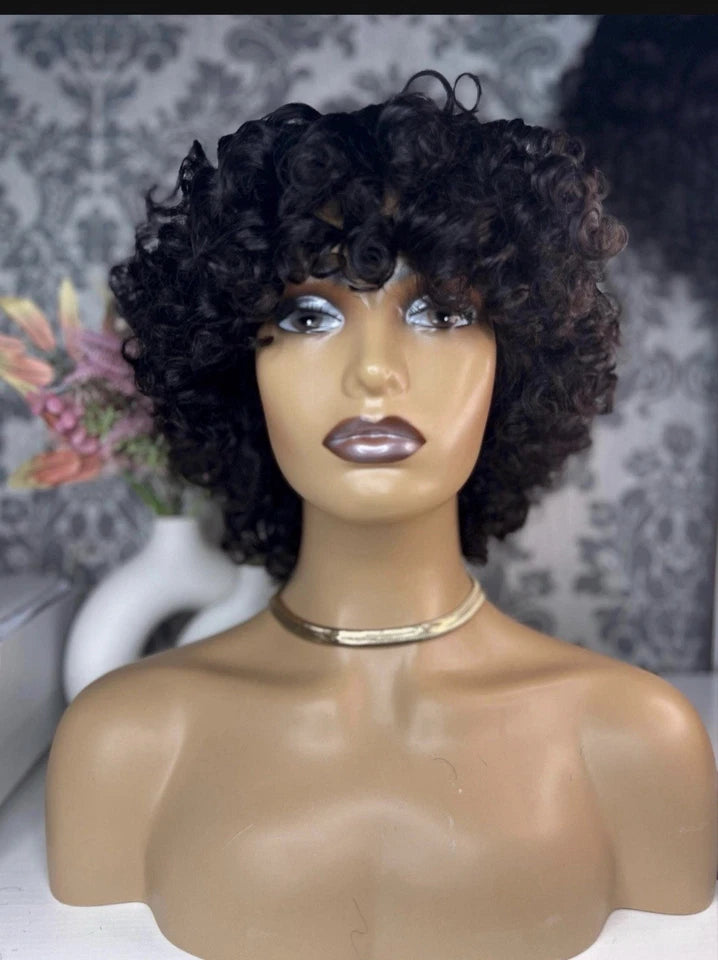 SDD Bouncy Human Hair Short Wig 200g Density Customized Wig