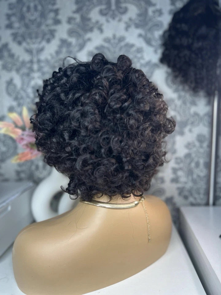 SDD Bouncy Human Hair Short Wig 200g Density Customized Wig