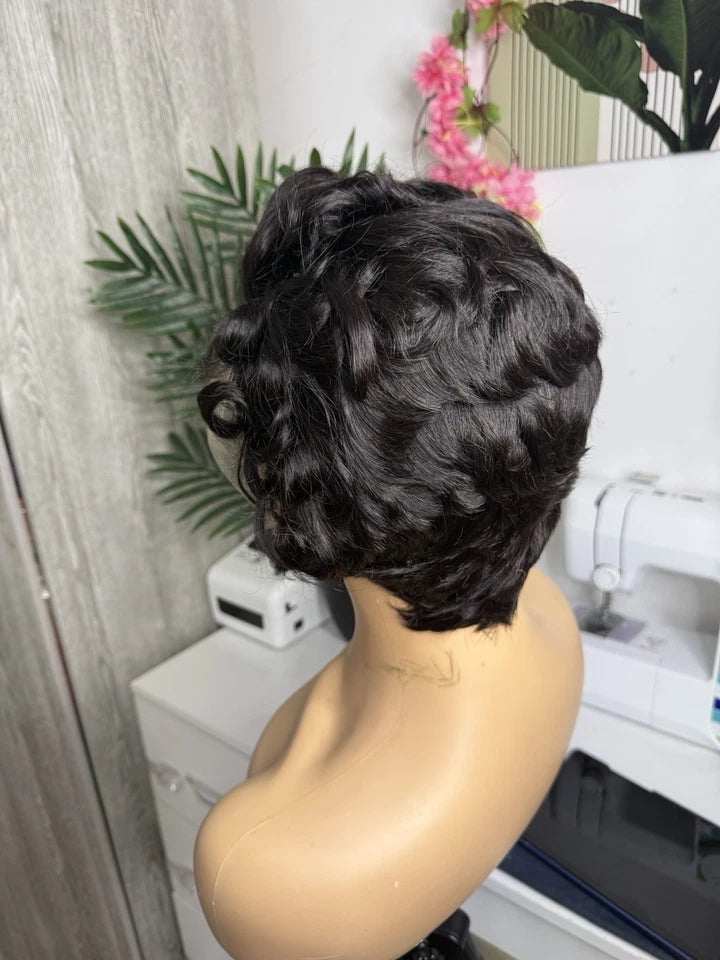 13x4 HD frontal lace short Human Hair Pixie Cut Wig