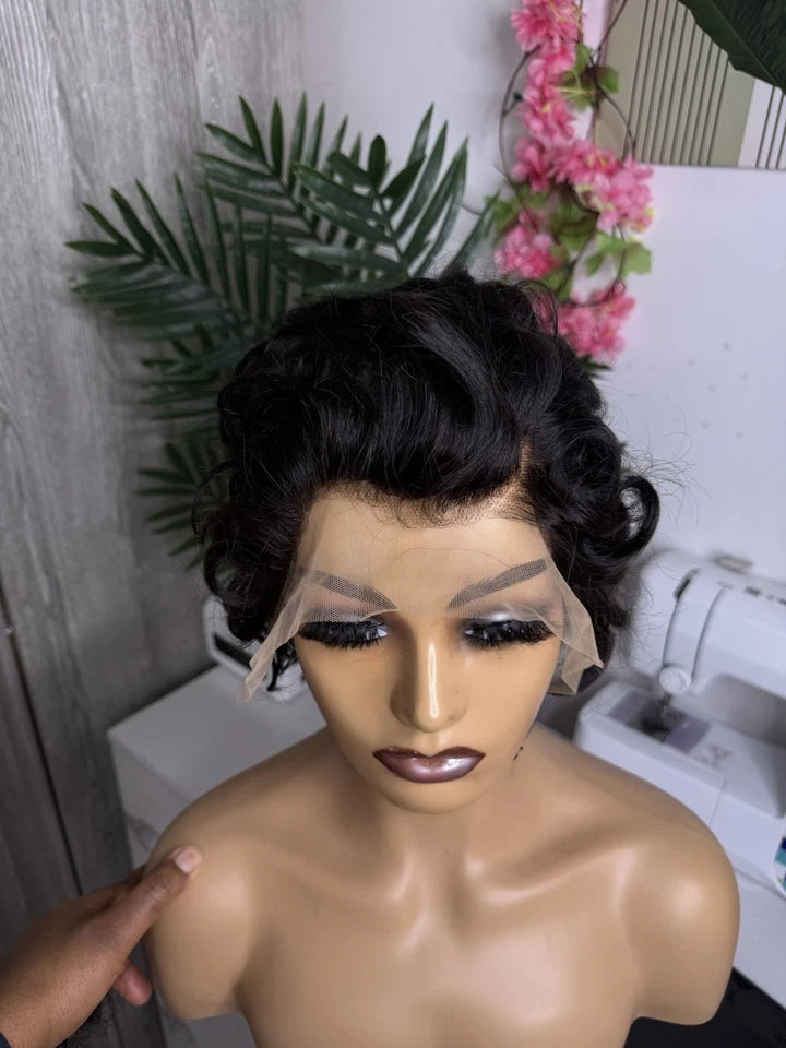 13x4 HD frontal lace short Human Hair Pixie Cut Wig