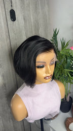 5x5 HD Lace Closure Raw Human Hair Bob Wig Prebleached Knots Glueless Wig