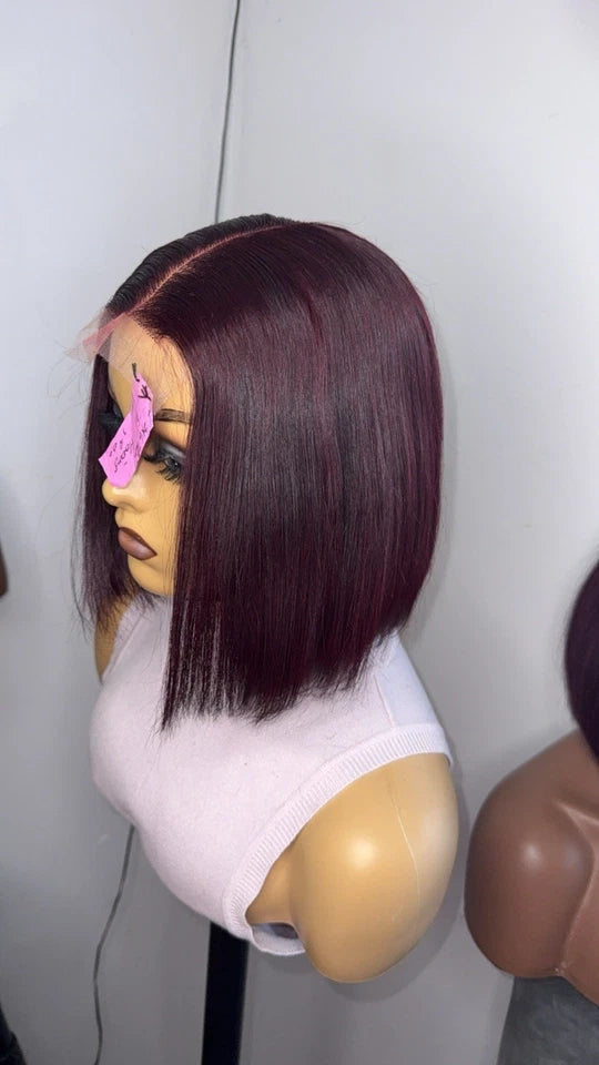 Vietnamese Bone Straight Human Hair Wig Single Donor With 2x6 Closure Burgundy